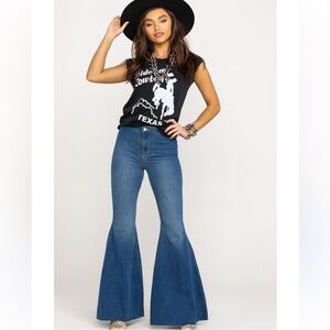 FREE PEOPLE Extra Wide Flare High Rise Boho Country Just Float On Jean Size 31